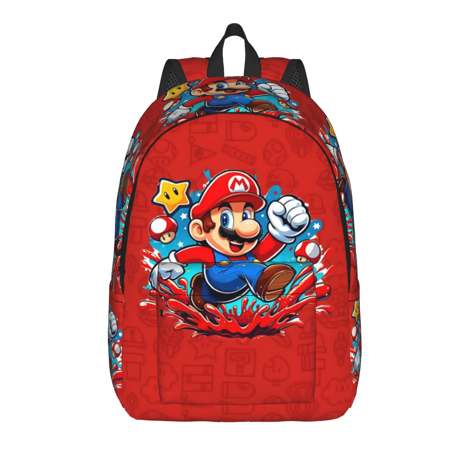 Fashion Cartoon Super Mario Backpack  Mochilas Adjustable Strap For School Retro Washable Rucksack