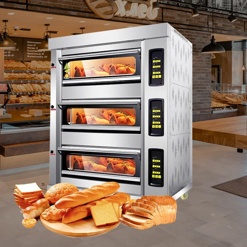 3 deck 6 trays commercial kitchen electric oven equipment baking oven bread cake deck oven for  bakery