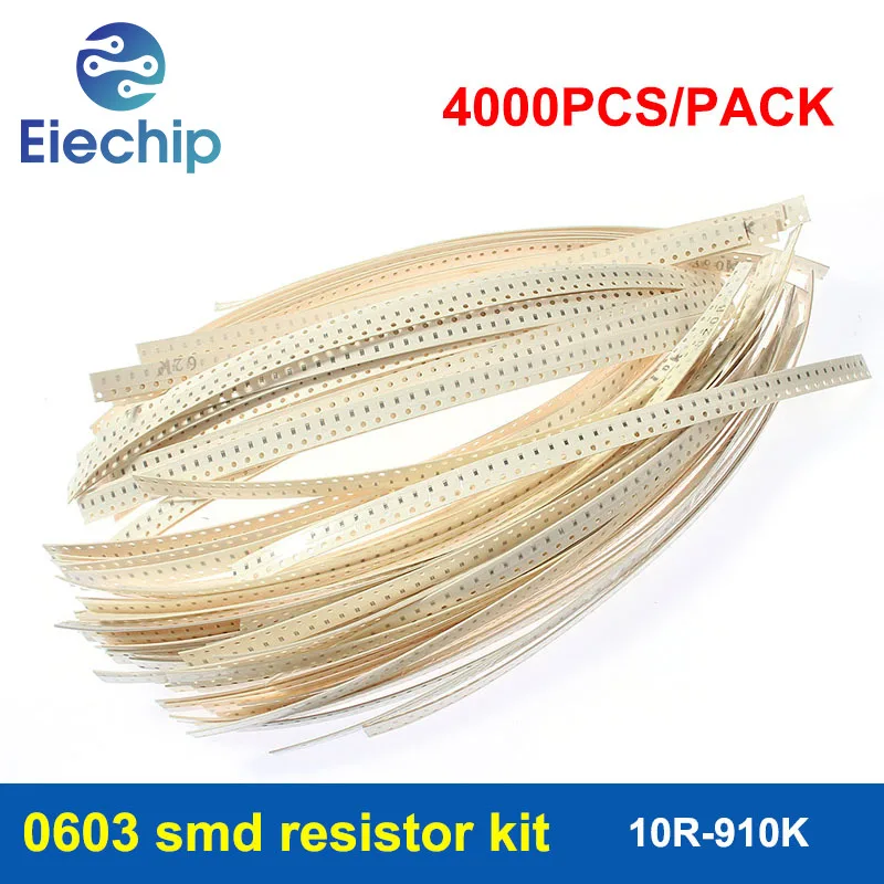 

4000PCS 0603 smd resistor kit, 5% 80 Values 0603 Film Resistor Kit Pack for electronic diy and PCB circuit board