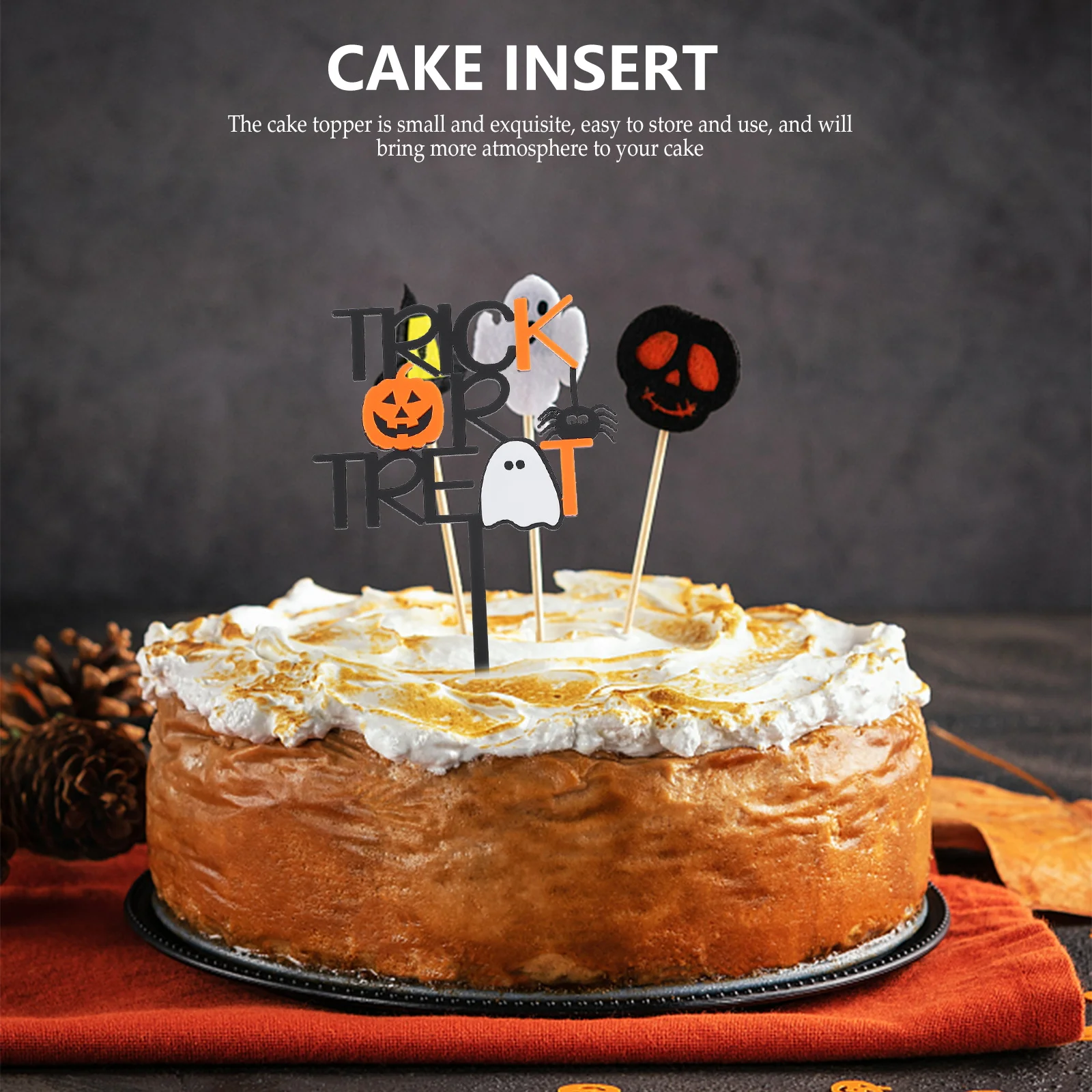 

Pumpkin Ghost Cake Card Insert Details Decoration Cakes Topper Halloween Delicate Inserts Acrylic Halloween-themed