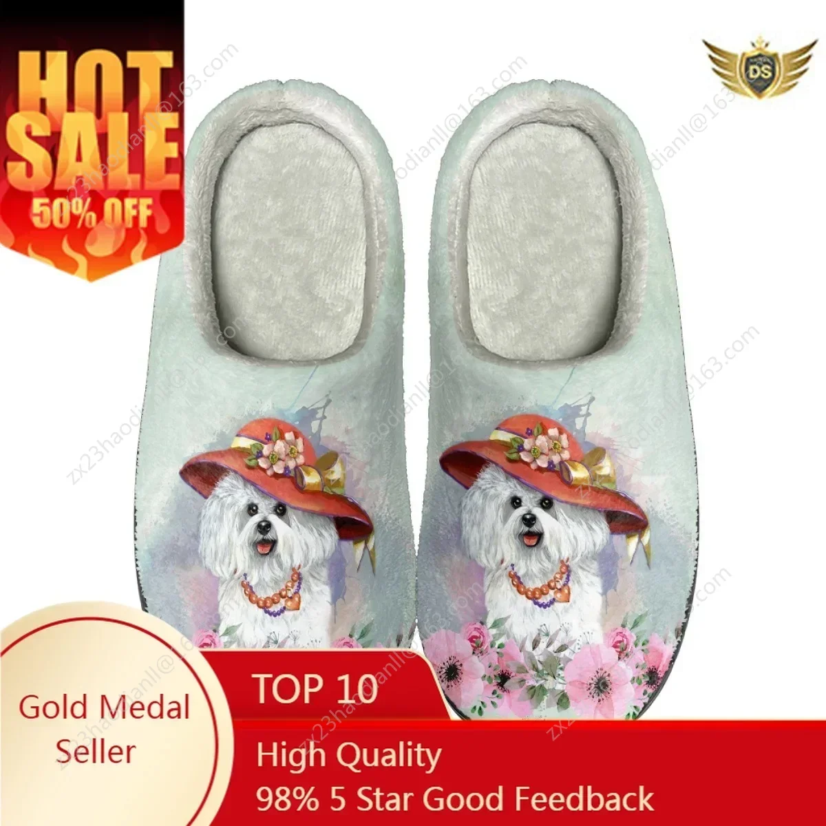 

Maltese Dog Design Winter Women's Flats Slippers Indoor Non Slip Home Slides Dropshipping Versatile Cozy Warm Cotton Slippers