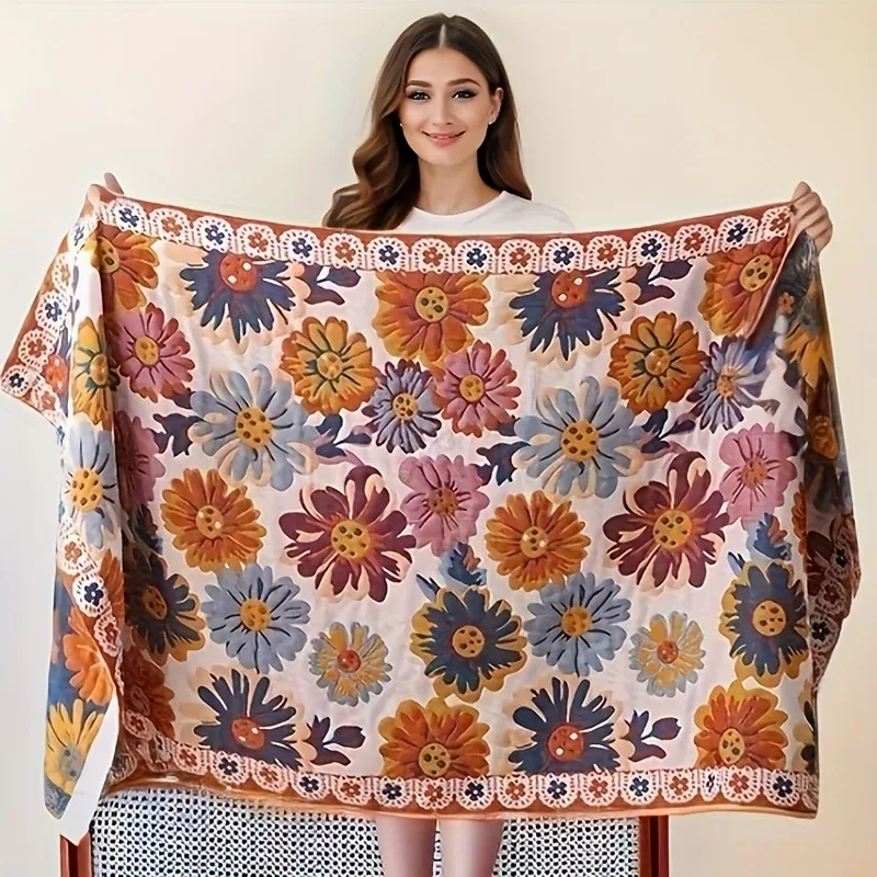 Floral Design Bath Towel 80x160 Cm Soft Absorbent Size 31.5x62.99 Inches Home Textile for Bathroom