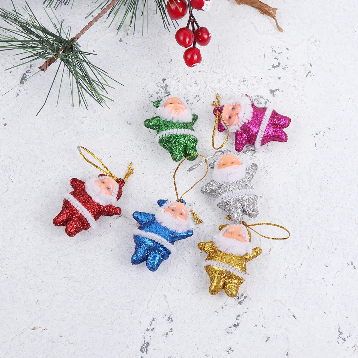 

12Pcs Holiday Hanging Decor Adorable Santa Christmas Ornament for Living Room Bedroom Indoor Christmas Craft Party Supplies