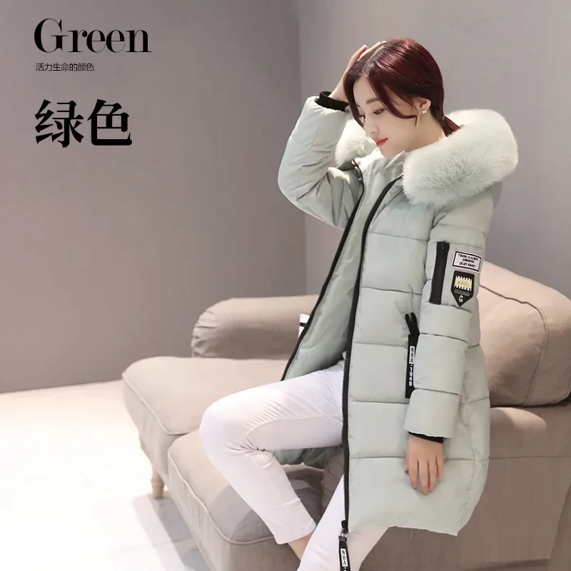 Winter Down Padded Jacket Women's Jacket Korean Fashion Casual Slim Fit Thick Warm Long Padded Coat Big Fur Collar Padded Jacket