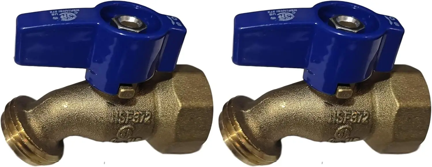 

3/4" Female NPT x 3/4" Garden Hose Threaded Hose Bibb No-Kink, 1/4 Turn, Brass, Water or Oil, 2 Pack