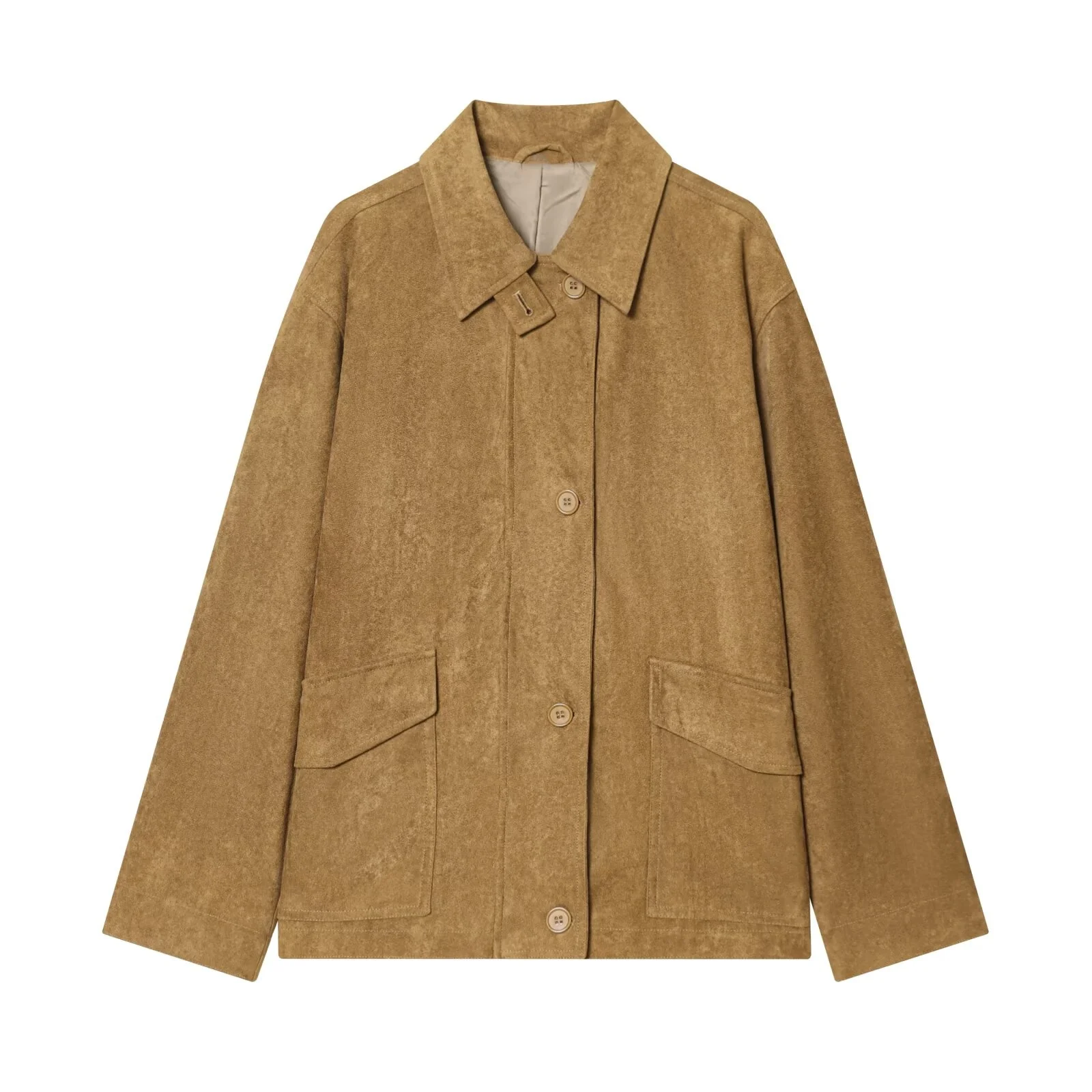 

2025 Winter New Women's Casual Fashionable Simple Loose Versatile Lapel Long Sleeve Fleece Textured Coat