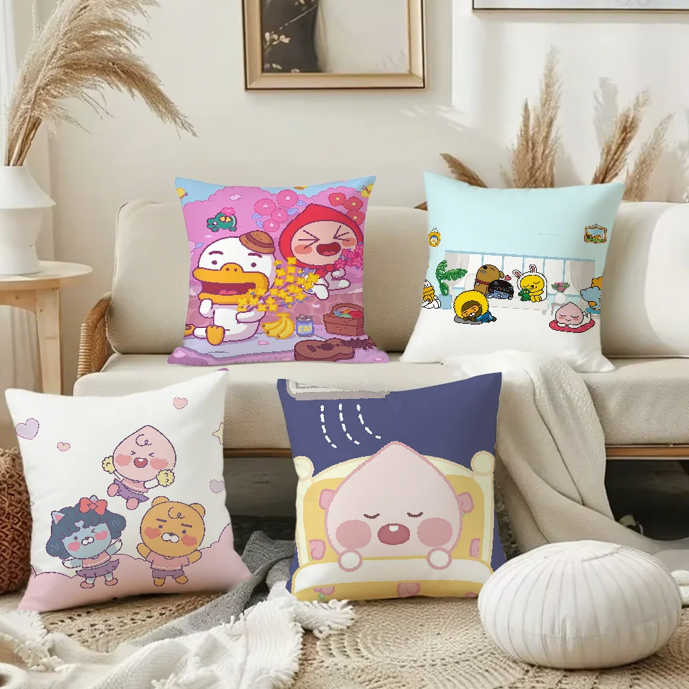 Cartoon K-KAKAOS F-FRIENDS Pillow Case Square Double-Sided Printing Sofa Cushion Cover Pillowcase Bedroom Bedside