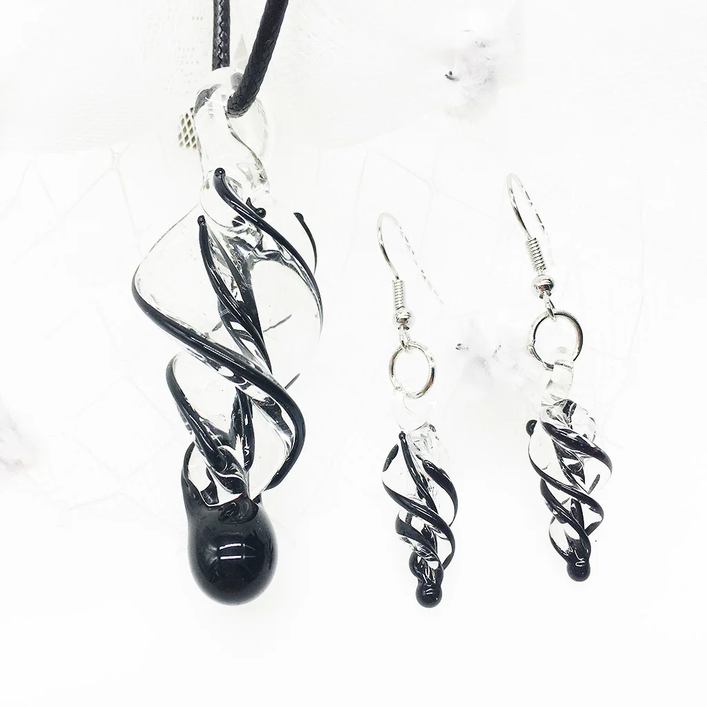 6 Set Mix Shapes Murano Glass Lampwork Pendant Necklace Earrings For Women Butterfly Starfish Spiral Water Drops