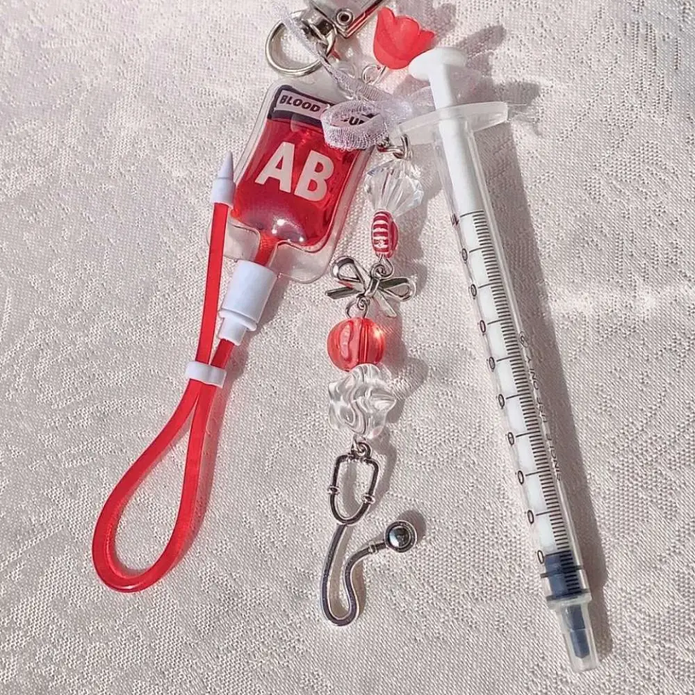 Type A B O AB Plasma Blood Bag Keychain PVC Bag Charm Mobile Phone Straps Unique Fashion Blood Bag Pendant Jewelry Making Gift