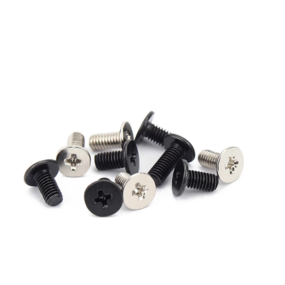 Ultra Thin Flat Wafer Head Phillips Screw M2 M2.5 M3 M4 Black Zinc/Ni-plating CM Laptop Cross Bolt Length3-12mm Head Width 4-7mm