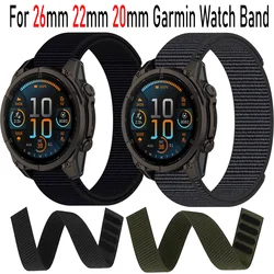 26mm 22mm 20mm Hook Loop Nylon Strap For Garmin Fenix 8 Sport Wristband Fenix E 7 7X/Enduro3 2/Forerunner 965 55 265 Accessories