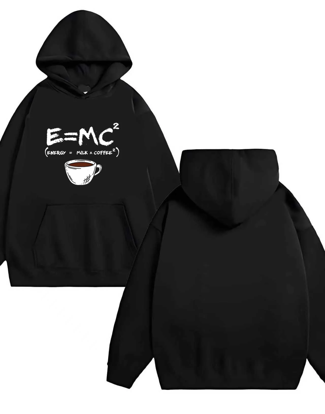 The 2025 new E=MC² coffee formula printed 330G heavy-duty hooded sweatshirt is suitable for both men and women