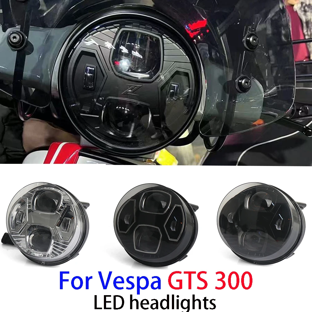 

For VESPA GTS300 GTS 300 Motorcycle accessories Light LED Front Headlight Black Chrome Kit