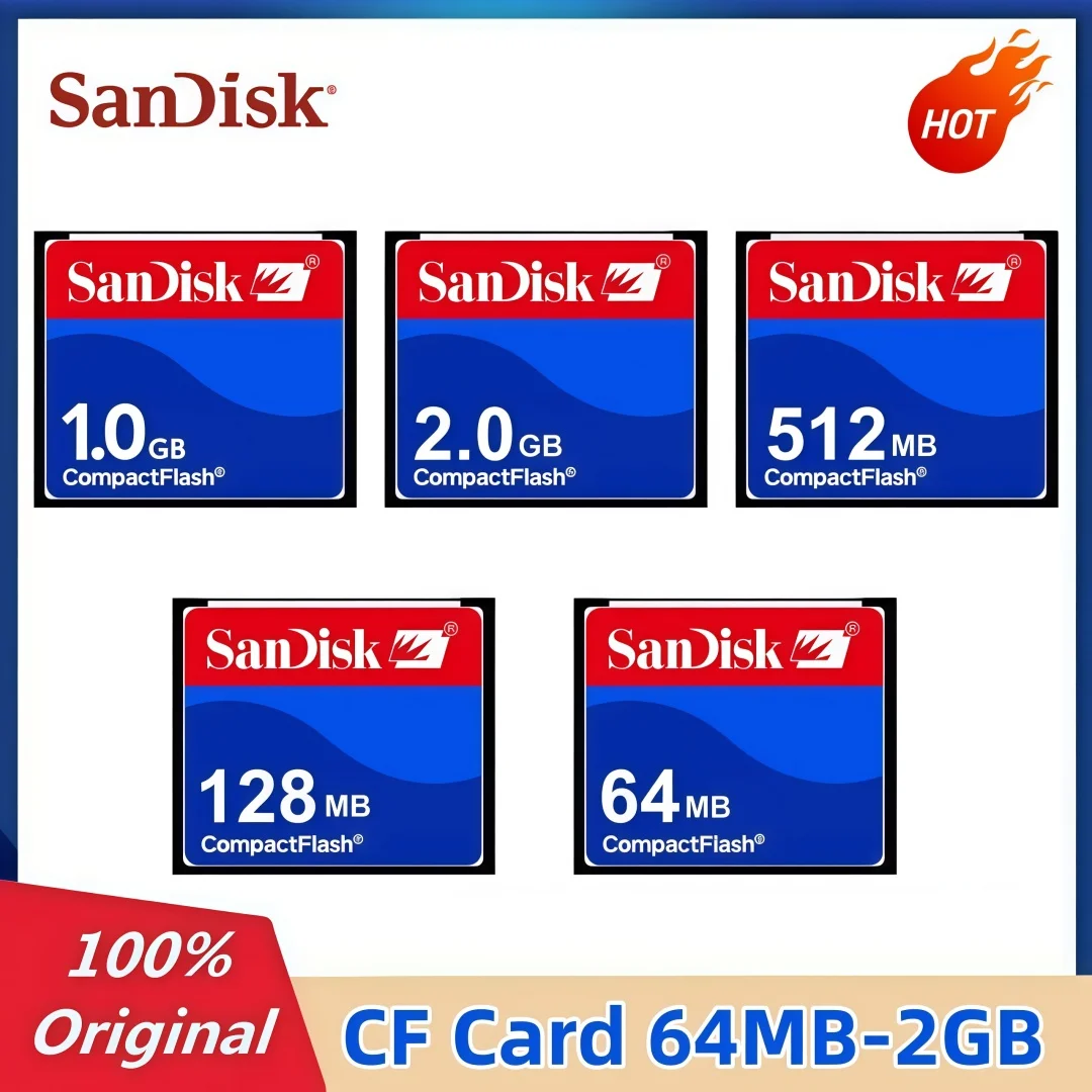 Tarjeta SanDisk CF Original, 2GB, 1GB, 512MB, 256MB, 128MB, 64MB, tarjeta Flash compacta, tarjeta de memoria de cámara para equipos industriales CNC