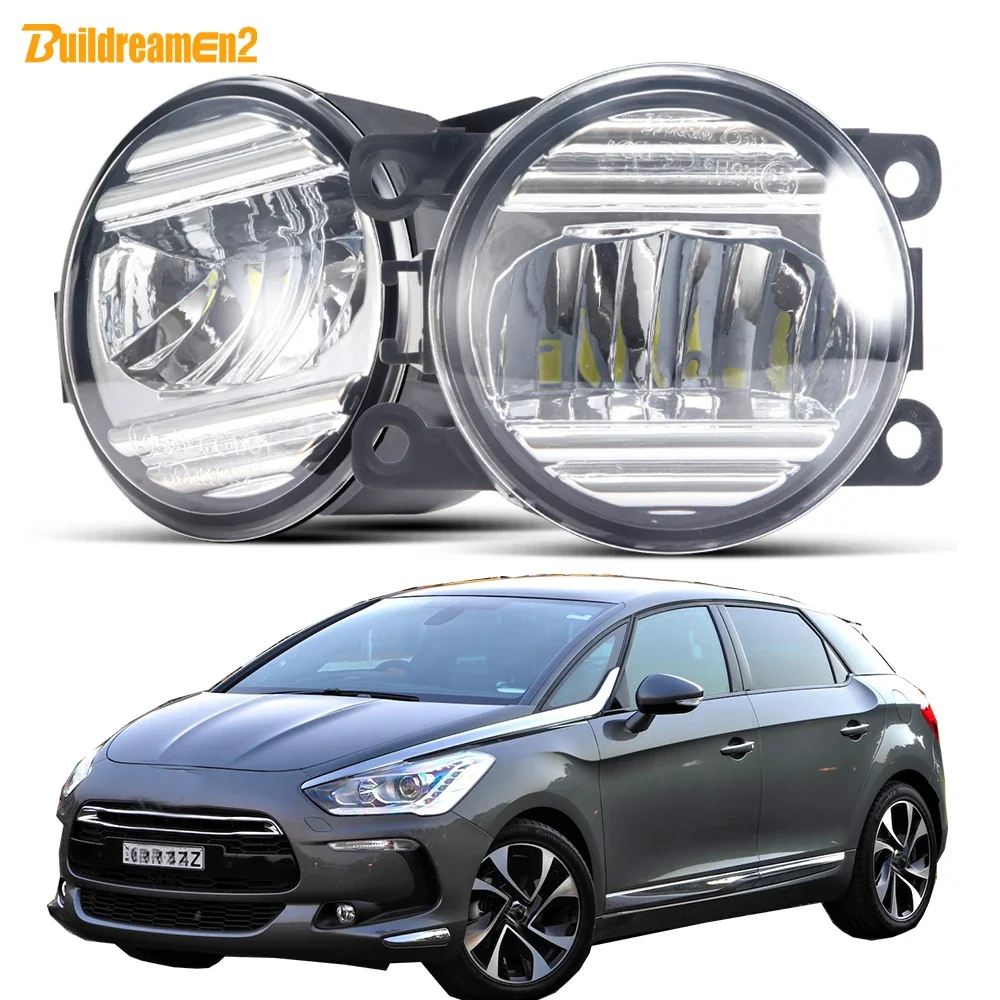 2 Pieces 30W H11 Car Front Bumper Fog Light Assembly For Citroen DS5 DS 5 2012 2013 2014 2015 2016 LED Fog Daytime Running Lamp