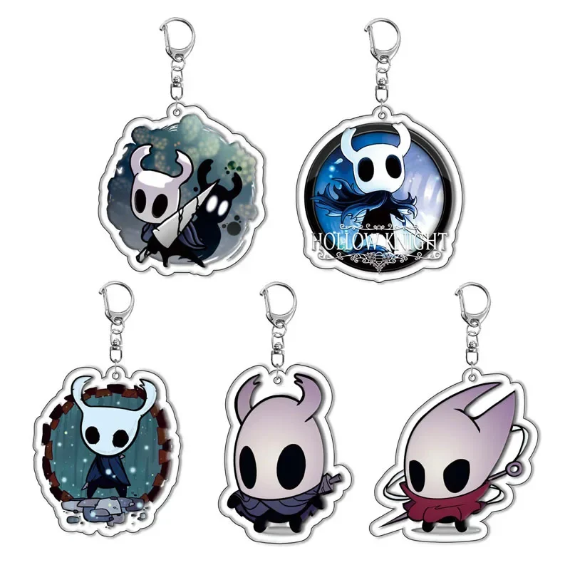 20pcs/lot Game Hollow Knight Keychain Cartoon Character Ornament Key Chain Arcylic Pendant Clothing Gifts For Men Women llaveros