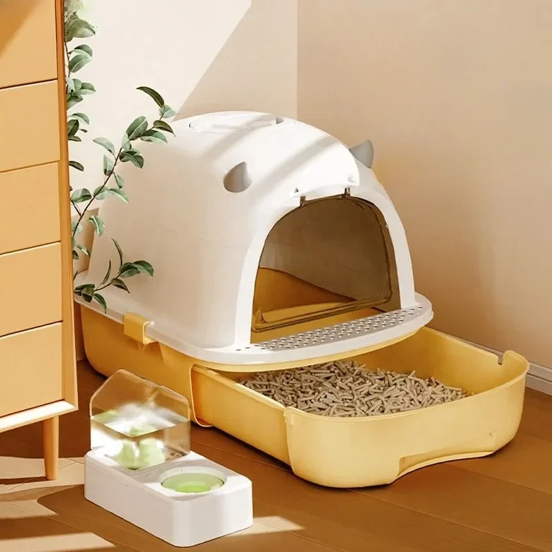 Large Capacity  Anti-odorant Cat Litter Box Plastic Anti-Splash Cats Toilet Drawer Open Style Completely Enclosed Pet Sandbox