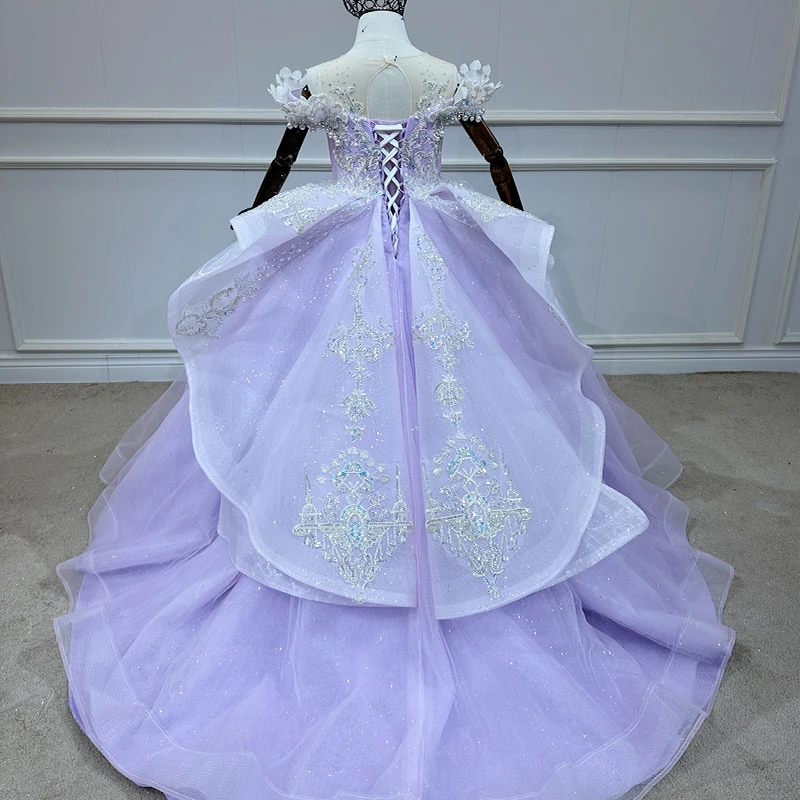 JANCEMBER Princess Flower Girl Dress Organza Ball Gown O-Neck Beading Girl Pretty Dress 2023 Crystal WN060 Birthday Party Sweet