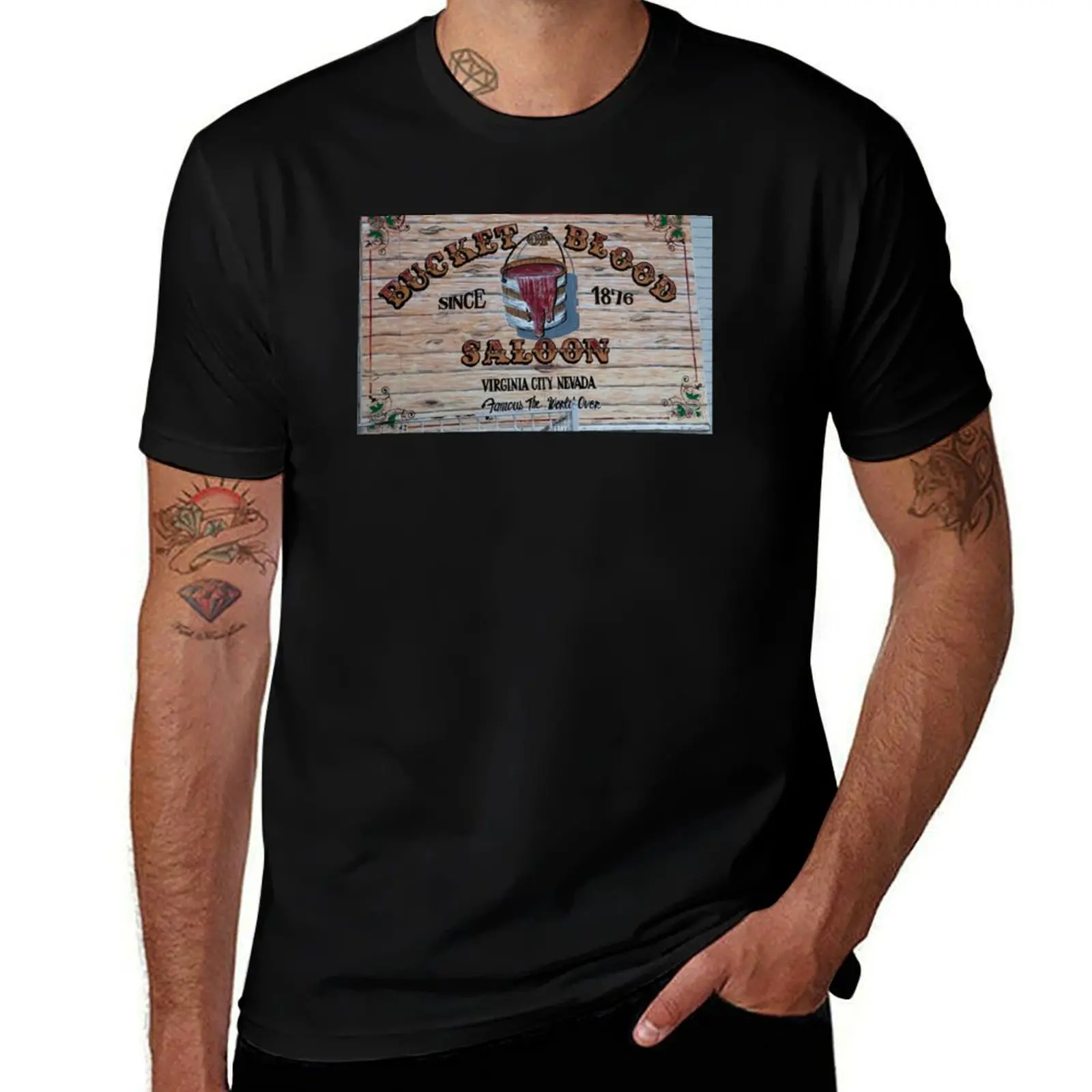 Bucket of Blood Saloon 1876,Virginia City, Nevada, By DAM Creative T-Shirt Urban Style Casual Short Sleeve Top T-Shirt