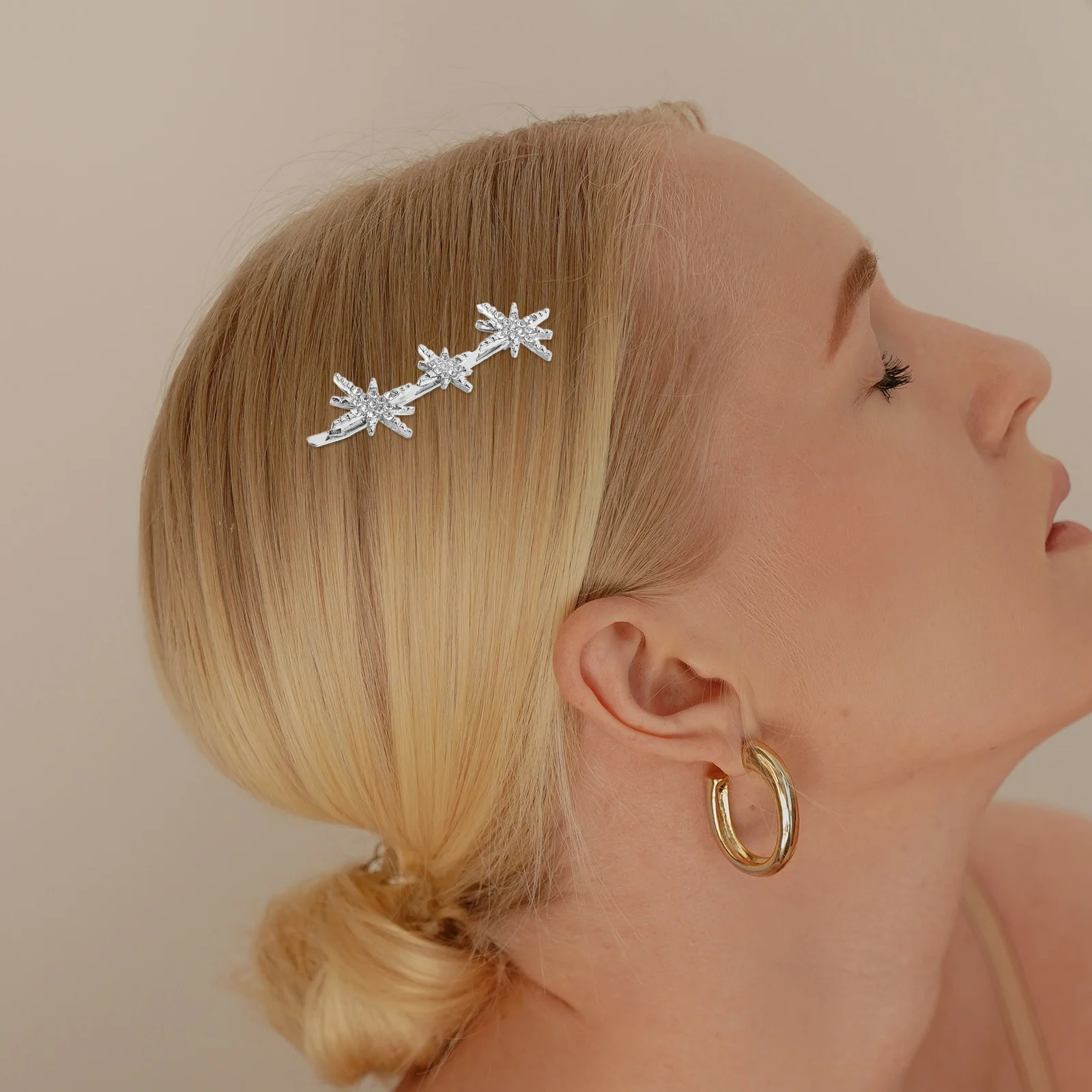 

4pcs Zinc Alloy Hair Clips Rhinestone Barrette Shape Star Shape Hair Accessories For Special Events Women Girls Elegant Hairpins