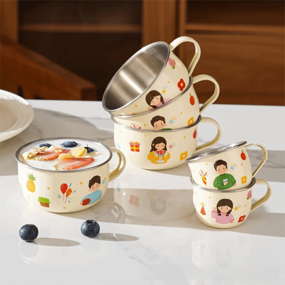 Stainless Steel Kids Stainless Cup Open Mouth Design Mini Small Size Kindergarten Milk Cup Drop Resistant High Appearance Level
