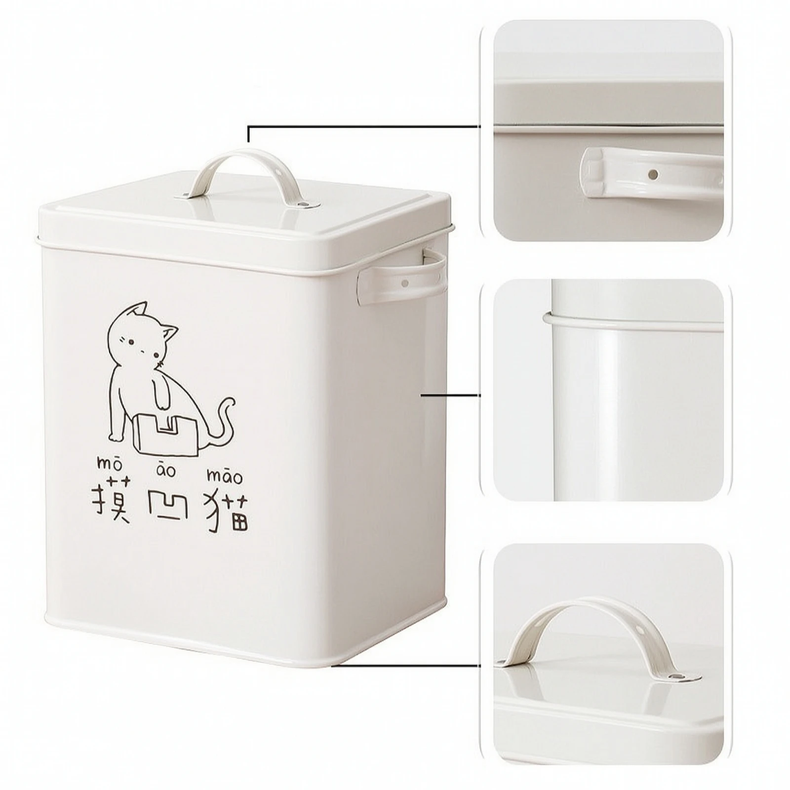 Cat Food Container with Scoop Rectangular Cat Food Bin with Scoop Moisturemoisture-Proof Airtight for Kitchen Counter, Pantry