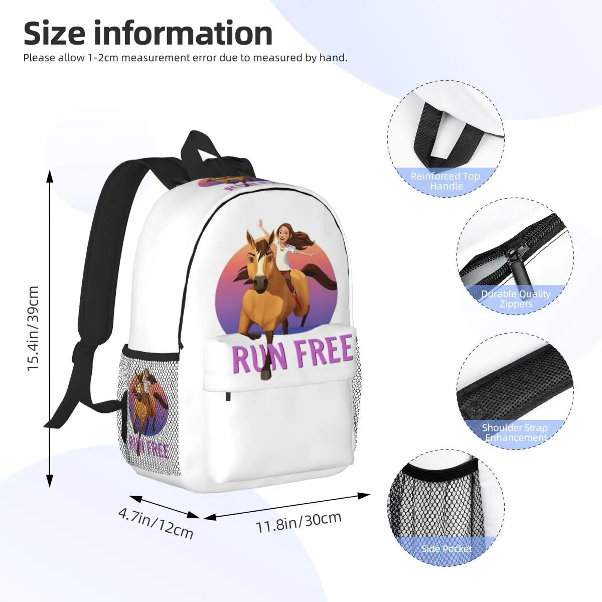 Spirit Riding Free Backpack Student BookBag Children School Bag Computer Shoulder Bags for Boys Girls