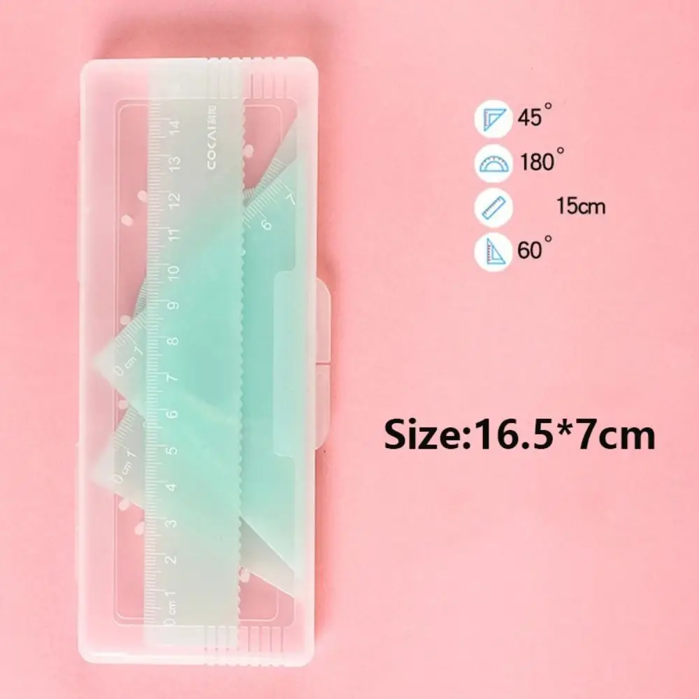 Plástico Triangular Régua Set, Limpar Regras Papelaria, Material Escolar, Candy Color, Novo, 15cm, 4pcs