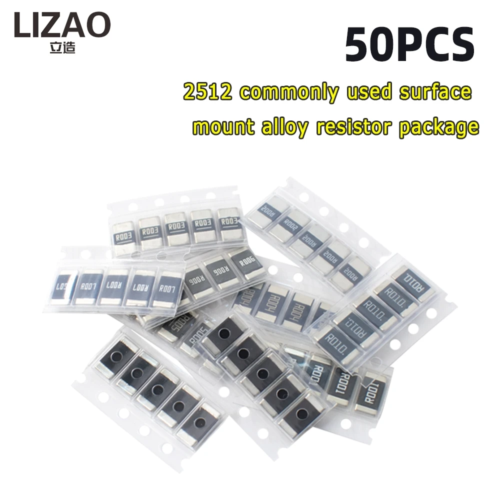 LIZAO 2512 SMD Alloy Current Sensing Resistor Kit 50pcs 10 Values R001 to R100 Assorted Kit