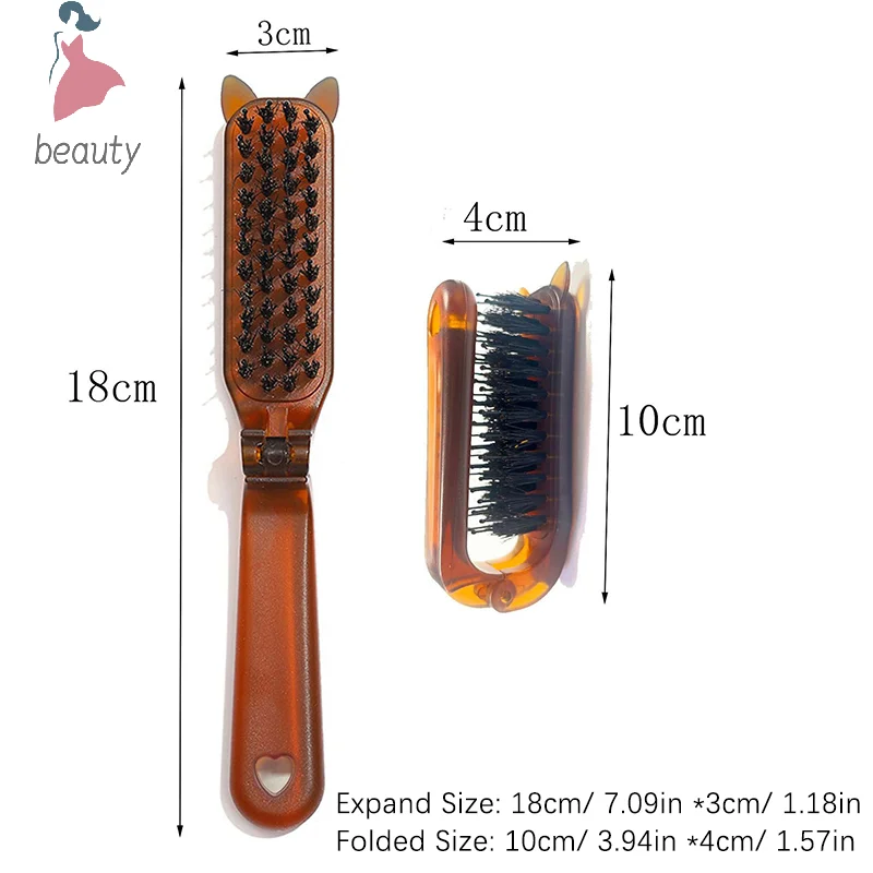 Amber Folding Comb Portable Travel Straight Hair Curl Comb For Beard Pocket Bristle Comb Hair Brush For Salon Styling Tools