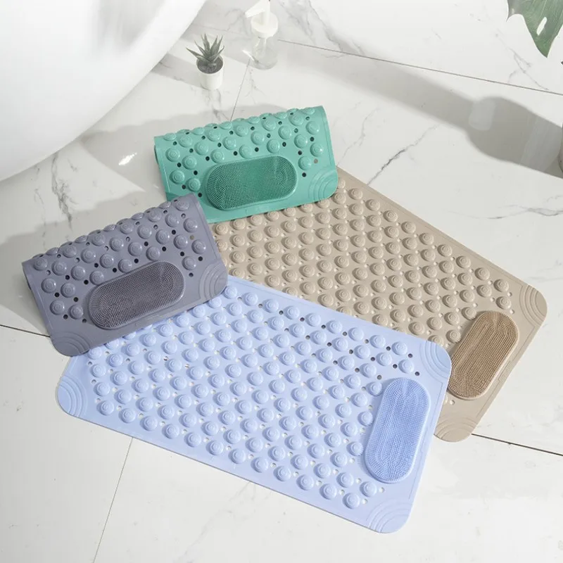 Non-Slip Bathtub Mat PVC Safety Shower with Drain Hole Bathroom Mat Creative Massage Foot Mat Easy To Clean Bathroom Accessories