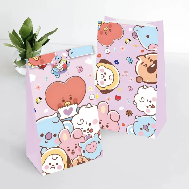 Bolsa de Regalo de Edición Limitada BT21 Cartoon Party Festival, Bolsa de Regalo para Fiestas de Cumpleaños, Bolsa de Almacenamiento de Regalos, Apariencia Adorable, Papel para Envolver Dulces