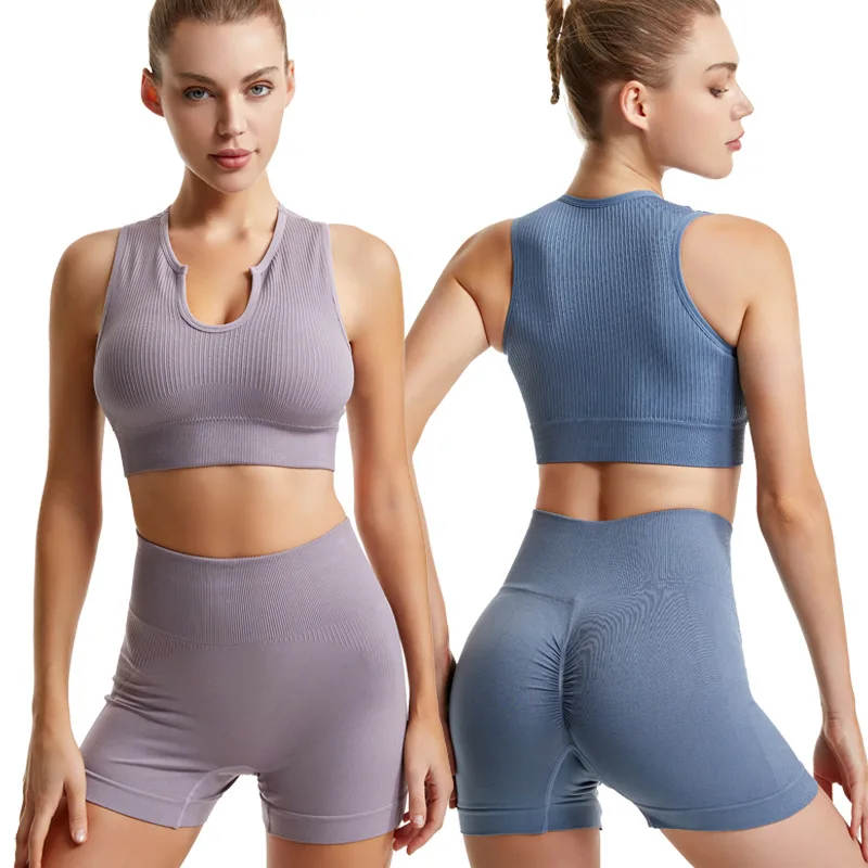 Peach Butt Fitness Fast Dry Running Sports Tight Yoga Shorts Lady's Shock Proof Yoga Beauty Vest Fitness Sports Bra Set