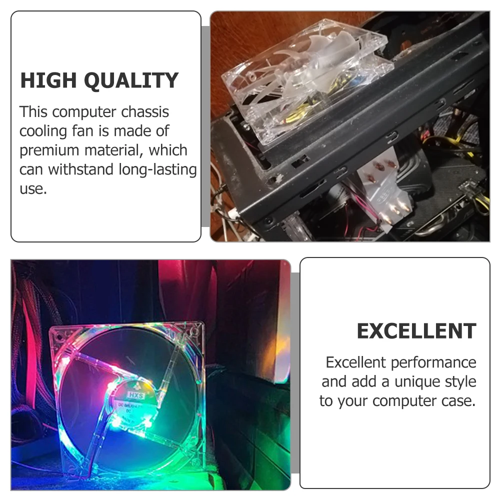 

4 PCS LED Light Fan Heat Sink Computer Cooling for CPU Cooler Device Chassis