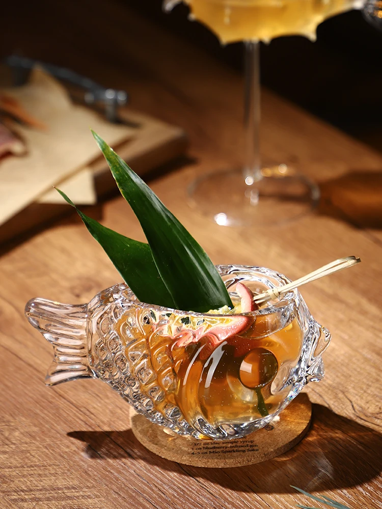 Creative Porcupine Shape Highball Glass Cocktail Cup Popular Fish Type Glass Personality Drink Glass Funny Mixed Drink Cup