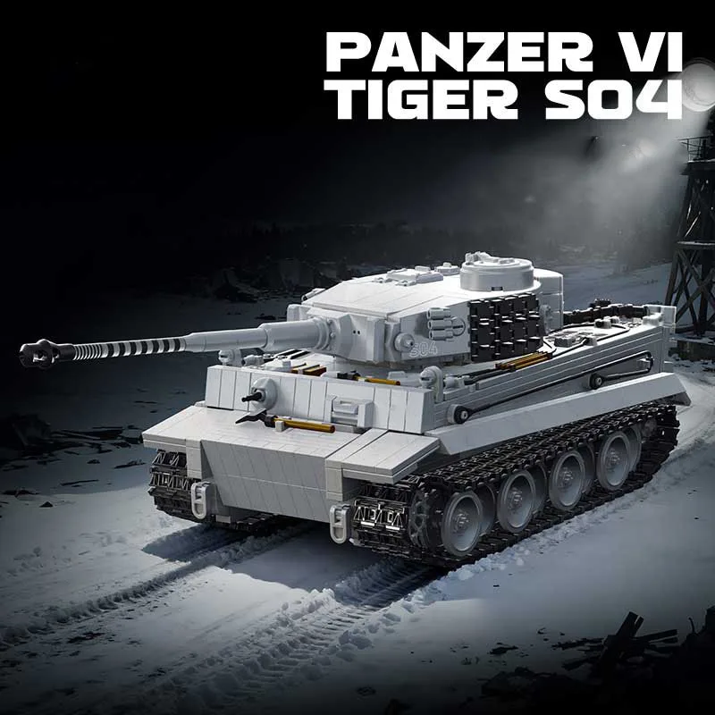 Snow covered Tiger Heavy Tank Sd.Kfz.182  Building Blocks Black Tiger Tracked Armored Vehicle Boy Toy Model TK8001 model