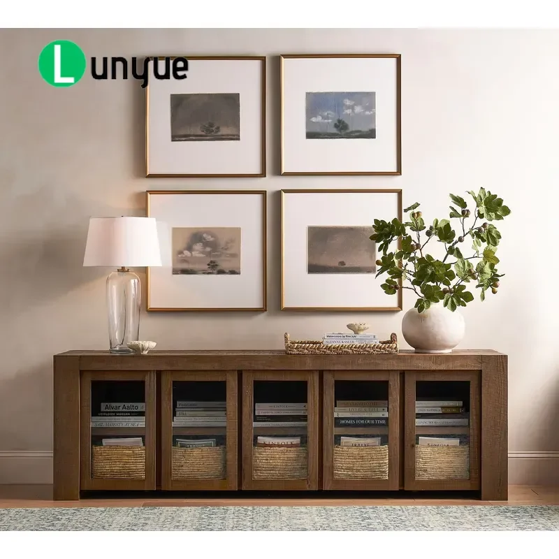 Modern Durable Solid Wood Flat Panel Cabinet Door For Living Room Dining Room TV Projection Furniture
