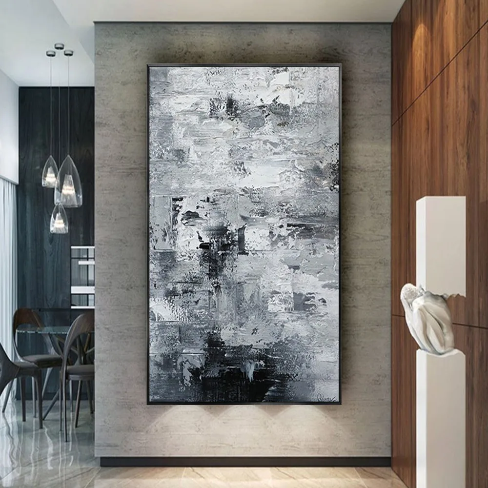 Modern Abstract Grey Texture Oil Painting On Canvas Wall Art Picture Cuadros Home Interior Painting Decor Living Room Decor Wall