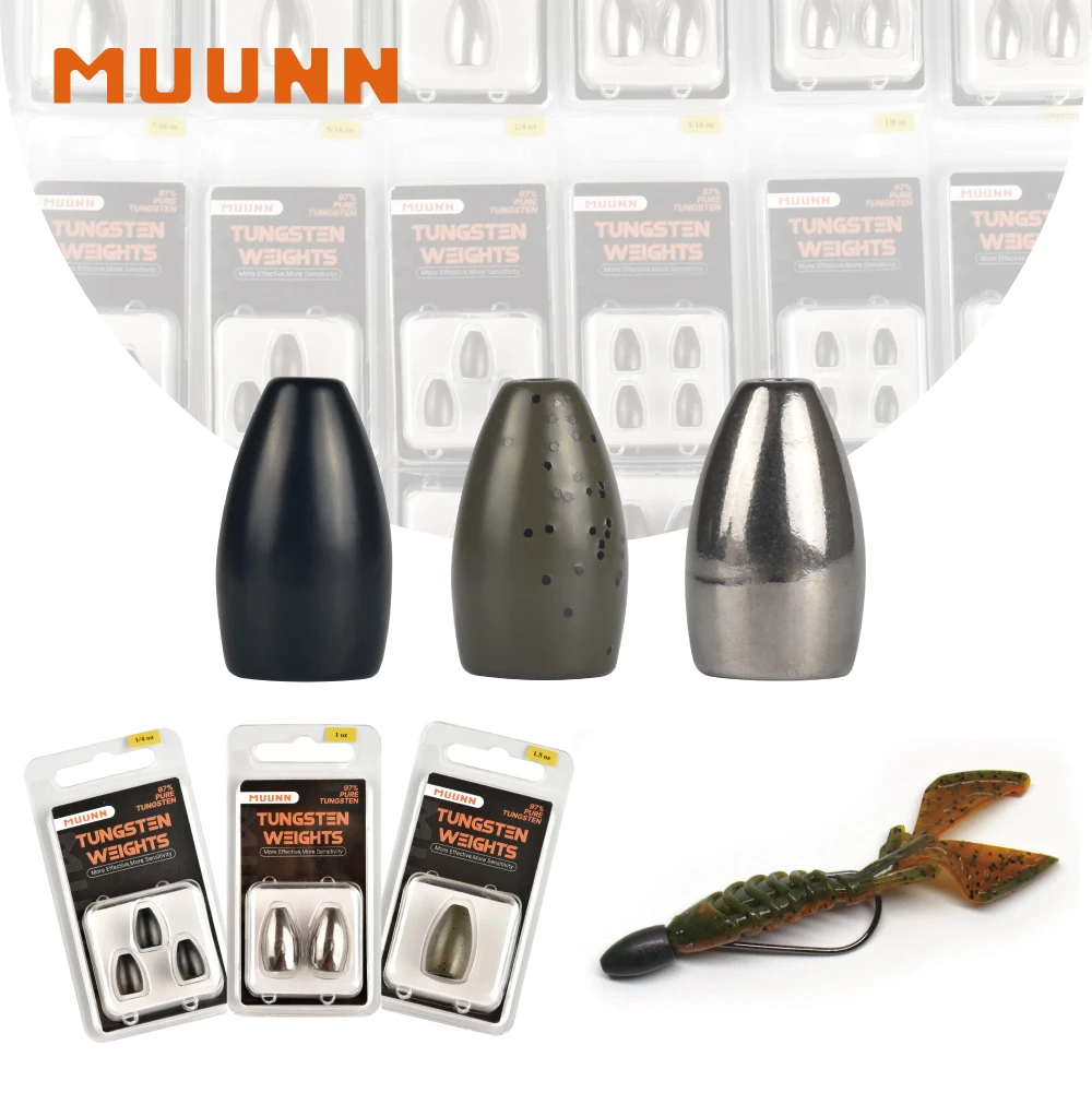 

MUUNN Tungsten Sinkers Bullet Fishing Weights 1.8g~56g Flipping Weight for Texas/Carolina Rig，Bass Salmon Fishing Softbait