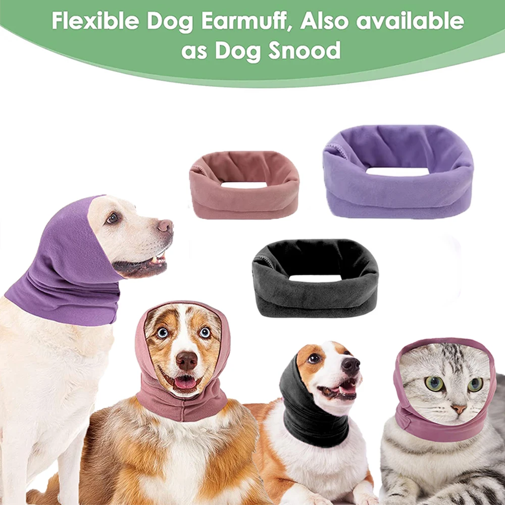 Dog Grooming Earmuff Warm Headband Ear Cover Neck Hat Noise Cancel Scarf Collar Soundproof Anxiety Pet Bath Quiet Dry HeadSleeve