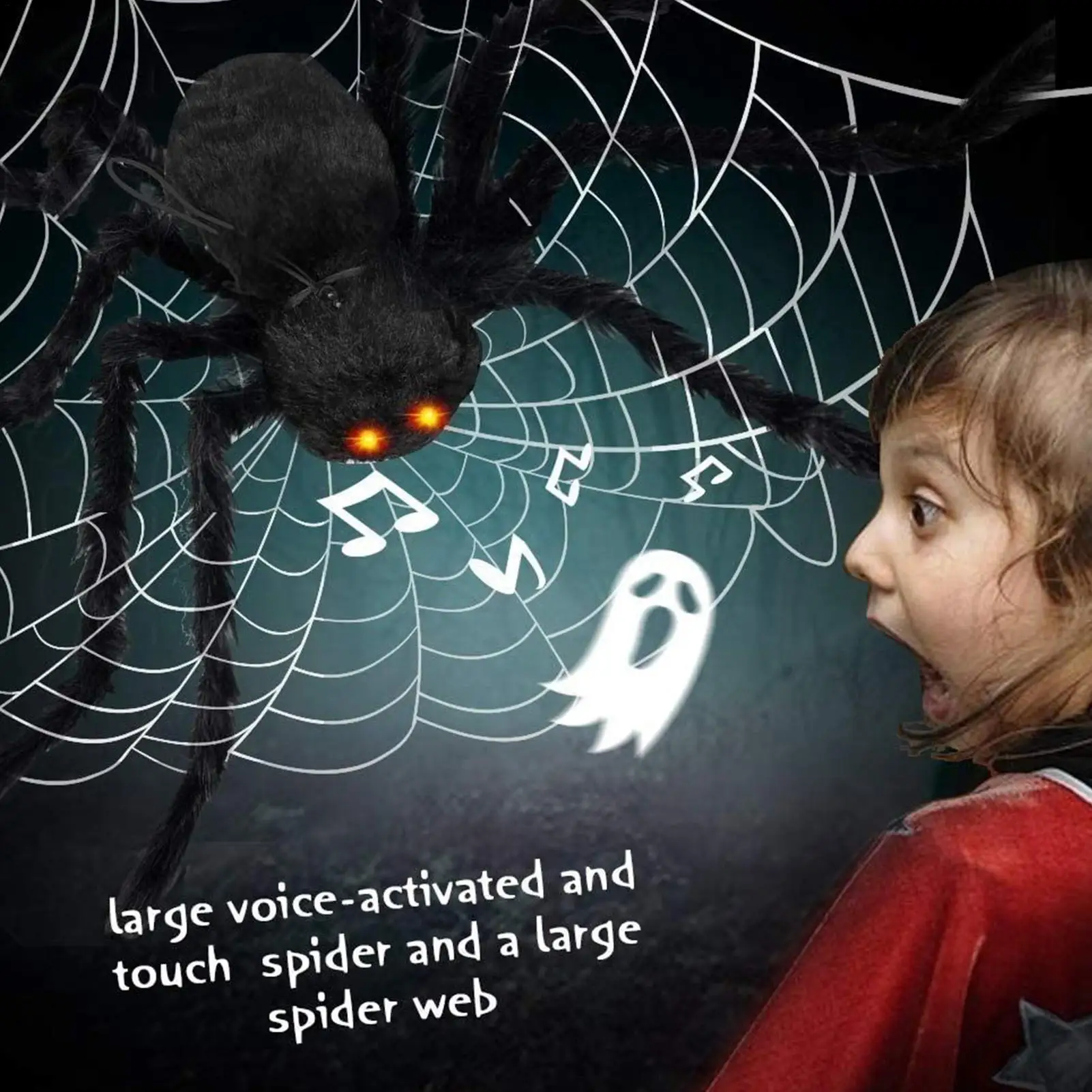 

Spider Decor Giant Halloween Light Up Spider Decoration Battery Operated Vibration Plush Toys Spooky Haunted House Props Party