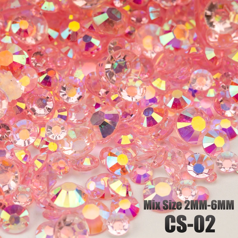VDD 30/100g Gemischte Größen 2-6mm Harz-Strass-Kristall-Flachsteine aus Kunststoff Großhandel DIY Nagelzubehör Kunsthandwerk Dekoration – Detail 6