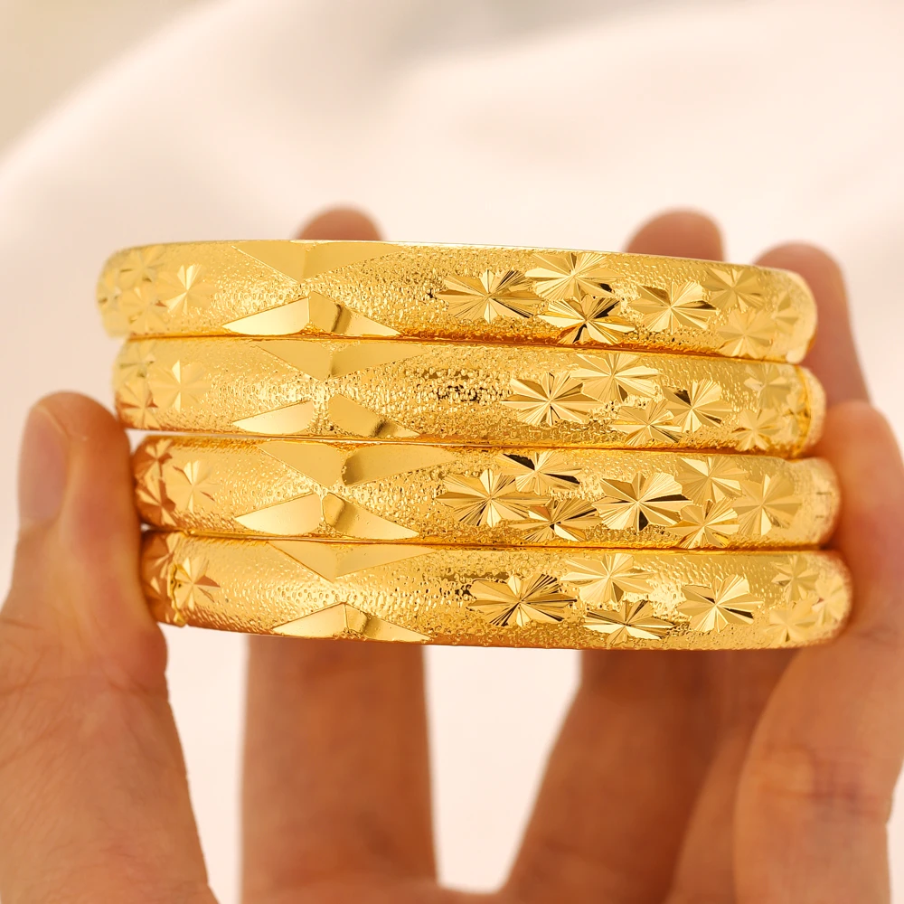 24K Gold Plated Dubai can open  Bangle for Women Middle East Gold Bangles Ethiopian Mesh Bracelets Wedding Jewelry African Gifts