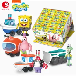 Bloques de construcción de Bob Esponja para niños, juguetes de caja ciega, Patricio, estrella, combinación de vehículos de transporte, serie de Anime