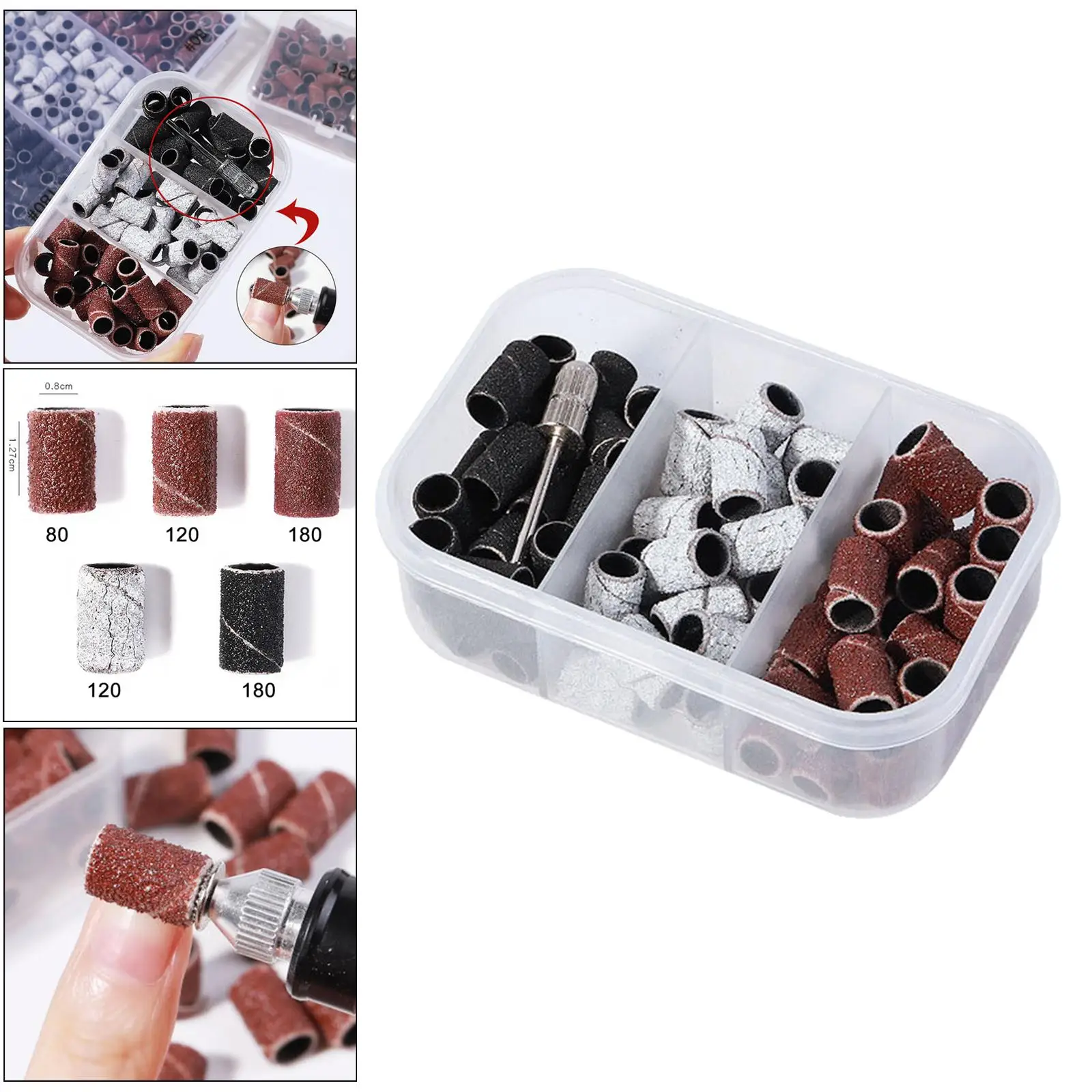 مجموعة لقم مغزل أظافر مختلطة من أكمام شريط الصنفرة لصالونات التجميل ومواد مانيكير فن الأظافر بنفسك #6