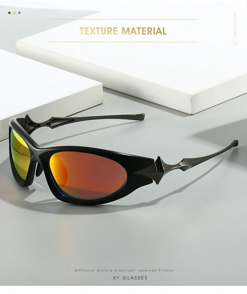 Steampunk Cat Eye Sonnenbrille Frauen neue Mode übergroße Punk Sonnenbrille für Damen Retro 2000's Brille y2k Accessoires – Detail 4
