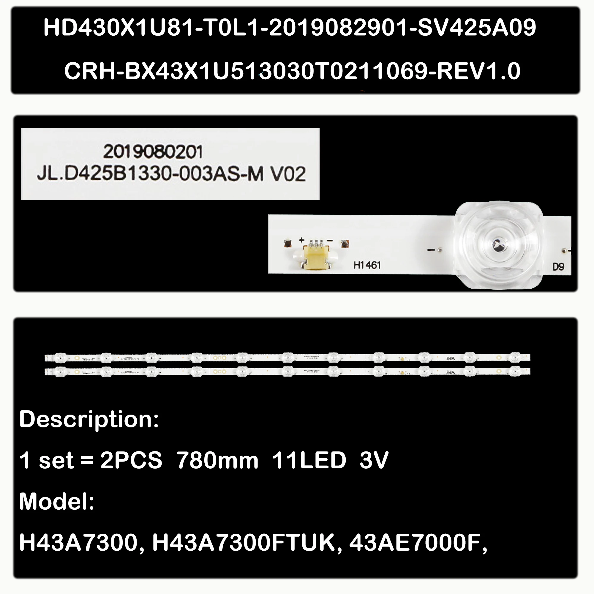 

Светодиодная лента подсветки для 43A7300F 43A7300 43A7500F 43AE7000FTUK H43A7300 H43A7300FTUK HD425X1U51-TOL2 JL.D425B1330-003AS-M_V02