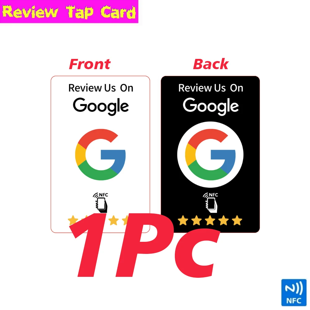 1/5/10 stuks Herbruikbare Review Tap Card Google Reviews Tap NFC-kaart Voor- en achterkant AB-zijde Beoordeel ons op Google Bespaart tijd Gebruiksvriendelijk