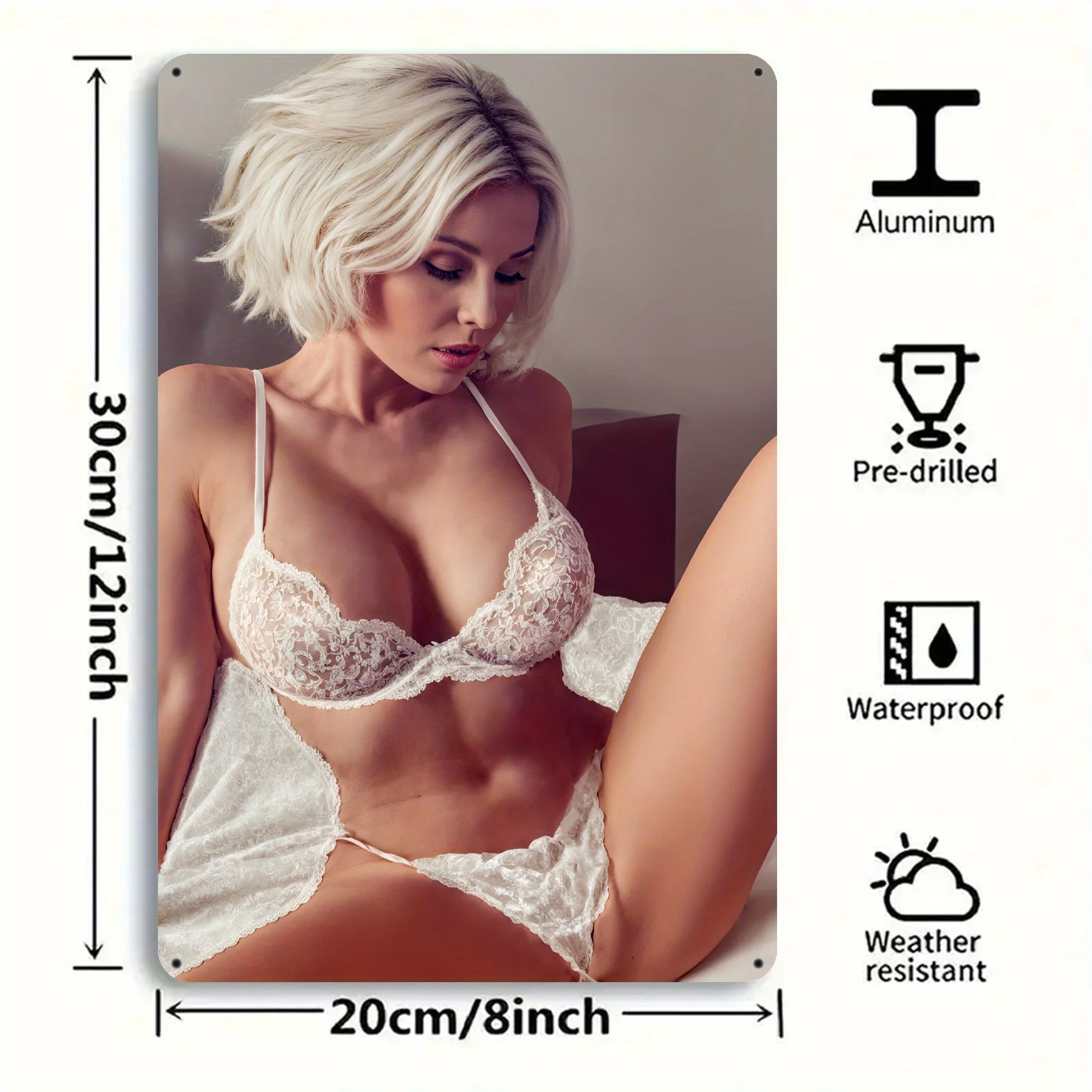 Retro Style Metal Wall Sign - Bikini Elegant Lady, , Anime Theme, Perfect for Bedroom, Dorm, Living Room,Home Decor, Vintage