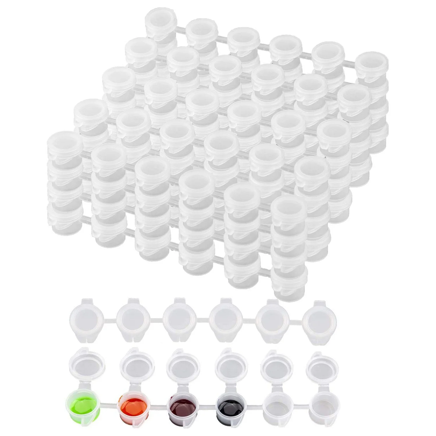 

25 Strips Empty Paint Pots Strips Mini Clear Storage Containers Painting Arts Crafts Supplies For Classrooms Schools